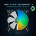 ASIAHORSE DISCO RGB 120mm Fan (1 Pack) – Black, 1200RPM, 36.3CFM Airflow, 4-Pin Connector, Hydraulic Bearing, Low Noise 23.6dBA, 450mm Cable - Image 4