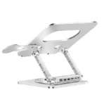 N84 Foldable Laptop Stand with 6-in-1 Docking Station – 360° Rotation, Adjustable Height, Heat Dissipation, Supports Up to 10kg, Universal Compatibility, Silver - Image 2