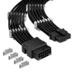 ASIAHORSE PCIe 5.0 16AWG GPU Extension Cable (12+4 Pin) – 1-End 180° Black, 300mm, Alloy Copper Gold-Plated Terminals, Compatible with RTX 3090Ti, 40 & 50 Series - Image 2