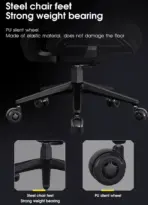 APEX SEAT EisenHart  Gaming Chair With 5D Chrome Armrests, Weight-Activated Recline, Customizable Multi-Tilt & Height , PU Casters, Matte Aluminum Base, Cashmere Leather Finish , 180KG Weight Capacity | Black with Indigo Accents  - Image 7