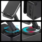 KISONLI M2 3-in-1 Wireless Bluetooth Speaker with 2000mAh Power Bank & 360° Phone Holder – Portable, 3W Audio, USB Charging, ABS Body, Black - Image 6