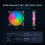 ASIAHORSE DISCO RGB 120mm Fan (1 Pack) – Black, 1200RPM, 36.3CFM Airflow, 4-Pin Connector, Hydraulic Bearing, Low Noise 23.6dBA, 450mm Cable - Image 5