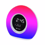 KISONLI Q6B RGB Touch Lamp Bluetooth Speaker – 5W Audio, 2400mAh Battery, Alarm Clock, FM Radio, TF Card Support, LCD Display, Warm/Color Light, White - Image 2