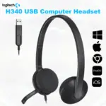 Logitech H340 USB Computer Headset With Digital Stereo Sound, Noise-Canceling Bi-Directional Microphone, Adjustable Lightweight Headband, Plug-And-Play USB-A Connection, for Windows and Mac | BLACK