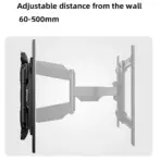 NB P65 Cantilever TV Wall Mount ; Fits 55″–85″ Flat Panels ; Full Motion Tilt +8°/-5°, Swivel 180°, Rotation ±4°, Max Load 68.2 kg, Max Extension 500 mm, Powder-Coated Steel - Image 7