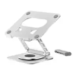N84 Foldable Laptop Stand with 6-in-1 Docking Station – 360° Rotation, Adjustable Height, Heat Dissipation, Supports Up to 10kg, Universal Compatibility, Silver - Image 3