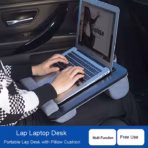 Laptop Stand P2 – Multi-Functional Lap Desk with Wrist Pad, Device Holder & Cushion | 42×32cm | Black
