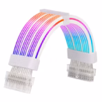 ASIAHORSE 24-Pin ARGB Extension Cable White – 18AWG Sleeved, Dual LED Module, 60 Addressable LEDs, 5V 3-Pin A-RGB, 260mm Length, ATX PSU Cable for AURA Sync - Image 2