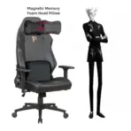 APEX SEAT SLENDERMAN Gaming Chair With PU Leather + Velvet + Suede Upholstery ,  90–155°  Recline , 2D Armrests,  Class 4 Gas Lift, Metal Frame , Memory Foam  , Backrest Cushion & Magnetic Headrest Included | SLEEK BLACK ~ AP-2155 - Image 7