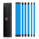 AsiaHorse 18AWG Blue Sleeved PSU Extension Cable Kit – 6 Pack, 300mm, PET Braided, Phosphor Copper Terminals, Durable & Flexible Cable Management Solution