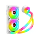 AOSOR COOLMOON AS240 240mm ARGB Liquid CPU Cooler With Diamond Fans Glowing Tubes Pure Copper Base PWM Control And Intel AMD Socket Support | WHITE ~ AOSOR AS240-X