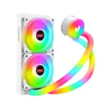 AOSOR COOLMOON AS240 240mm ARGB Liquid CPU Cooler With Diamond Fans Glowing Tubes Pure Copper Base PWM Control And Intel AMD Socket Support | WHITE ~ AOSOR AS240-X