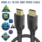 HDMI 2.1 Ultra High Speed Cable 1.5M – 48Gbps Bandwidth, 8K 7680×4320 60Hz, 4K 120Hz Gaming, HDR eARC VRR Support, Premium HDMI Cable For TVs, Gaming Consoles, PCs And Home Theater