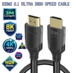 HDMI 2.1 Ultra High Speed Cable 3M – 48Gbps Bandwidth, 8K 60Hz And 4K 120Hz Gaming Support, HDR eARC VRR HDMI Cable For TVs, Gaming Consoles, PCs And High Performance Displays