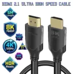 HDMI 2.1 Ultra High Speed Cable 5M – 48Gbps Bandwidth, 8K 60Hz And 4K 120Hz Gaming Support, HDR eARC VRR HDMI Cable For TVs, Gaming Consoles, PCs And Home Theater