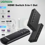UGREEN HDMI Switch 5-in-1 Out 4K@60Hz with Remote | HDMI 2.0 Splitter Selector Box | Supports HDR, 3D, CEC, HDCP2.2 | Compatible with PS5/PS4, Xbox, Switch, Roku, Fire Stick, TV, Laptop | 90512