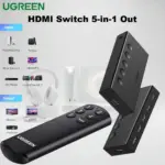 UGREEN HDMI Switch 5-in-1 Out 4K@60Hz with Remote | HDMI 2.0 Splitter Selector Box | Supports HDR, 3D, CEC, HDCP2.2 | Compatible with PS5/PS4, Xbox, Switch, Roku, Fire Stick, TV, Laptop | 90512