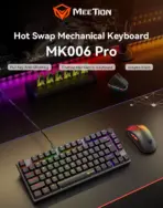MEETION MK006 PRO 75% Mechanical RGB Keyboard – Hot-Swappable, Linear Switches, Volume Knob, Type-C Wired, Metal Top, 50M Keystrokes, Double Injection Keycaps