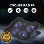 K4 Laptop Cooler – 4 Adjustable Fans, RGB, 9"-17" Support, 5-Level Height, 4 USB Ports, 700–1400 RPM, Metal Mesh, 370×265×33–58mm, Foldable Clamp Design