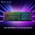 Razer BlackWidow V4 X Gaming Keyboard Razer Green Mechanical Switches Clicky Full Size RGB Backlight 6 Macro Keys Media Roller Aluminum Top Case Durable Keycaps