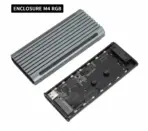 ENCLOSURE M4 RGB LED USB 3.1 Type-C M.2 SATA + NVMe SSD Case – Aluminum Gray, Dual Protocol 12Gb/s, RTL9210B Chipset, 3000MB/s Read Speed, High-Speed Portable SSD Box