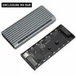 ENCLOSURE M4 RGB LED USB 3.1 Type-C M.2 SATA + NVMe SSD Case – Aluminum Gray, Dual Protocol 12Gb/s, RTL9210B Chipset, 3000MB/s Read Speed, High-Speed Portable SSD Box