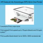 HP DeskJet Ink Advantage 2875 AIO Wireless Printer, Print, Copy, Scan, Up to 7.5ppm Print Speed, 1200 x 1200 DPI Print Resolution, Contact Image Sensor Scan Technology , Wi-Fi & USB 2.0 Connectivity | WHITE 60K47C