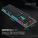 HP GK100F Mechanical Wired RGB Keyboard, Blue Switch, Adjustable 6 Keys & 104 Keys Anti-Ghosting, Suspended Key Caps, High Compatibility | Black ; GK100F - Image 3