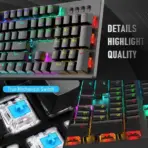 HP GK100F Mechanical Wired RGB Keyboard, Blue Switch, Adjustable 6 Keys & 104 Keys Anti-Ghosting, Suspended Key Caps, High Compatibility | Black ; GK100F - Image 7