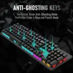 HP GK100F Mechanical Wired RGB Keyboard, Blue Switch, Adjustable 6 Keys & 104 Keys Anti-Ghosting, Suspended Key Caps, High Compatibility | Black ; GK100F - Image 8