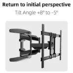 NB P65 Cantilever TV Wall Mount ; Fits 55″–85″ Flat Panels ; Full Motion Tilt +8°/-5°, Swivel 180°, Rotation ±4°, Max Load 68.2 kg, Max Extension 500 mm, Powder-Coated Steel - Image 8