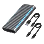 ENCLOSURE M4 RGB LED USB 3.1 Type-C M.2 SATA + NVMe SSD Case – Aluminum Gray, Dual Protocol 12Gb/s, RTL9210B Chipset, 3000MB/s Read Speed, High-Speed Portable SSD Box - Image 7