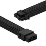 ASIAHORSE PCIe 5.0 16AWG GPU Extension Cable (12+4 Pin) – 1-End 180° Black, 300mm, Alloy Copper Gold-Plated Terminals, Compatible with RTX 3090Ti, 40 & 50 Series