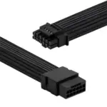 ASIAHORSE PCIe 5.0 16AWG GPU Extension Cable (12+4 Pin) – 1-End 180° Black, 300mm, Alloy Copper Gold-Plated Terminals, Compatible with RTX 3090Ti, 40 & 50 Series