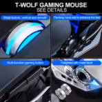 T-WOLF ROBOCOP G530 Wired Gaming Mouse | 6400 DPI | RGB Backlight | 7 Buttons | Custom Weight Design | Ergonomic Grip | USB | Tech Black - Image 9