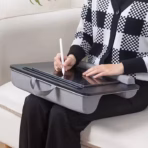 Laptop Stand P2 – Multi-Functional Lap Desk with Wrist Pad, Device Holder & Cushion | 42×32cm | Black - Image 5