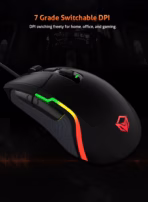 MEETION POSEIDON G3360 PRO 12000 DPI Wired Gaming Mouse | RGB Backlit, Ergonomic Design, 6 Buttons, Optical Sensor, USB, High Precision, Black – For FPS, MOBA & eSports - Image 8