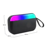 KISONLI S19 RGB Wireless Bluetooth Speaker – 5W Bass Sound, 1200mAh Battery, LED Light, AUX/USB/FM, BT 5.0+EDR, Memory Card Slot, Portable for Outdoor, PC, Phone - Image 4