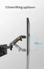 NB D20 Monitor Wall Mount Arm – 17"–27" Display Support, 360° Rotation, Tilt +35°/-50°, 2–7kg Load, Partition Wall Gas Strut Monitor Mount , VESA 75/100mm, Cable Management, Aluminum Steel Build - Image 2