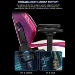 APEX SEAT TOKYO-GT Gaming Chair : Pro Racing Throne With Leather+Velvet+Suede Shell , 4D Armrest ,  Frog Mechanism & Class-4 Gas Lift , 90–141° Recline, 160 Kgs Max , Lumbar Pillow and Magnetic Headrest Included | WHITE & MAGENTA VARIANTS ~ AP-2108R - Image 14