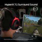 HyperX Cloud II - Gaming Headset, 7.1 Surround Sound, Memory Foam Ear Pads, Durable Aluminum Frame, Detachable Microphone, Works with PC, PS5, PS4, Xbox Series X|S, Xbox One – Red - Image 3