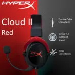 HyperX Cloud II - Gaming Headset, 7.1 Surround Sound, Memory Foam Ear Pads, Durable Aluminum Frame, Detachable Microphone, Works with PC, PS5, PS4, Xbox Series X|S, Xbox One – Red - Image 2