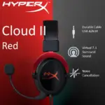 HyperX Cloud II - Gaming Headset, 7.1 Surround Sound, Memory Foam Ear Pads, Durable Aluminum Frame, Detachable Microphone, Works with PC, PS5, PS4, Xbox Series X|S, Xbox One – Red