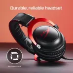 HyperX Cloud II - Gaming Headset, 7.1 Surround Sound, Memory Foam Ear Pads, Durable Aluminum Frame, Detachable Microphone, Works with PC, PS5, PS4, Xbox Series X|S, Xbox One – Red - Image 4