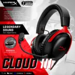 HyperX Cloud III – Wired Gaming Headset, PC, PS5, Xbox Series X|S, Angled 53mm Drivers, DTS Spatial Audio, Memory Foam, Durable Frame, Ultra-Clear 10mm Mic, USB-C, USB-A, 3.5mm | Black/Red   727A9AA