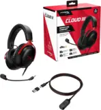 HyperX Cloud III – Wired Gaming Headset, PC, PS5, Xbox Series X|S, Angled 53mm Drivers, DTS Spatial Audio, Memory Foam, Durable Frame, Ultra-Clear 10mm Mic, USB-C, USB-A, 3.5mm | Black/Red   727A9AA - Image 8
