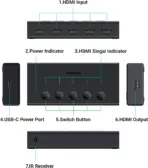 UGREEN HDMI Switch 5-in-1 Out 4K@60Hz with Remote | HDMI 2.0 Splitter Selector Box | Supports HDR, 3D, CEC, HDCP2.2 | Compatible with PS5/PS4, Xbox, Switch, Roku, Fire Stick, TV, Laptop | 90512 - Image 7