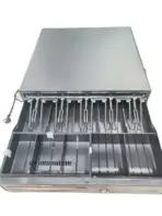 Cash Register Drawer with Under Counter Mounting Bracket - 420mm Black Drawer for POS, 5 Bill 8 Coin Compartment, Fully Removable 2 Tier Cash Tray, 24V RJ11 Key-Lock, Double Media Slot - Image 6