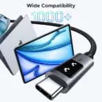 UGREEN UNO USB-C To USB-C PD Fast Charging Cable 1M 100W Smart LED Display Nylon Braided Durable Design 480Mbps Data Transfer Compatible With Laptops Tablets - Image 3