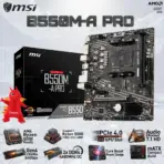 MSI B550M-A PRO AM4 Motherboard – DDR4 4600MHz OC, PCIe 4.0 x16, Gen4 M.2 NVMe, HDMI 4K, USB 3.2 Gen1, Core Boost, 2oz Copper PCB, mATX Ryzen 5000 Ready, Support Ryzen 5000 / 3000 / 4000G Series